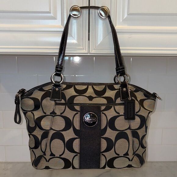 Coach Purse Handbag Y2K Pocketbook Jacquard Signature Logo Satchel Shoulder Bag - Picture 1 of 16